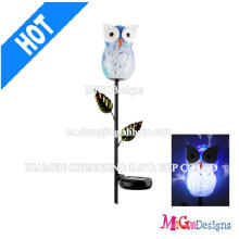 Outdoor Bright Solar Lights Glass Owl Garden Stakes